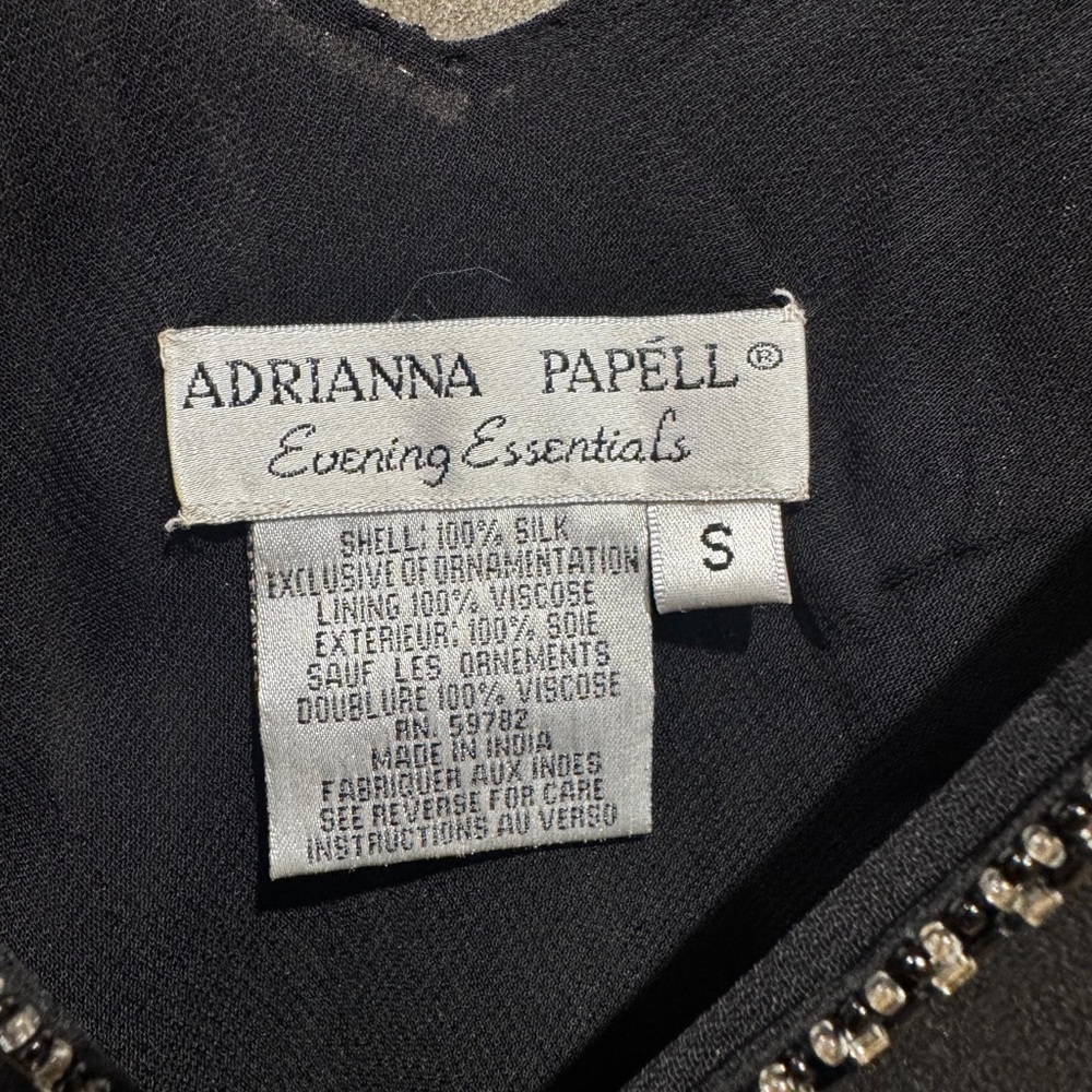 Adrianna Papell Black v neck blouse  with Silver Accents beads - Picture 3 of 6